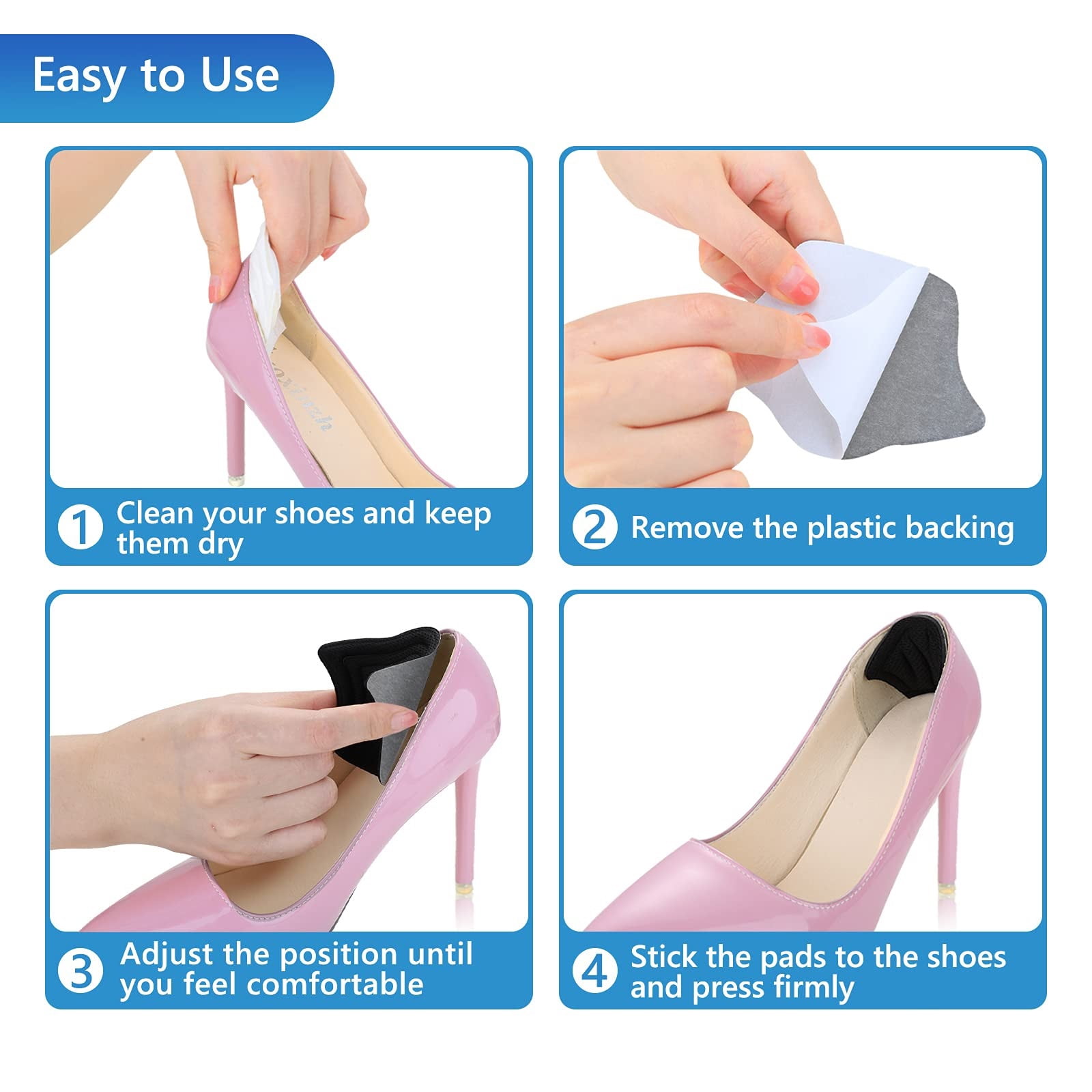2 Pair Reusable Heel Inserts for Shoes, Extra Soft and Sticky Heel Cushion  Inserts for Women Shoes, Self-Adhesive and Shock Absorbing Shoe Pads -  Walmart.ca
